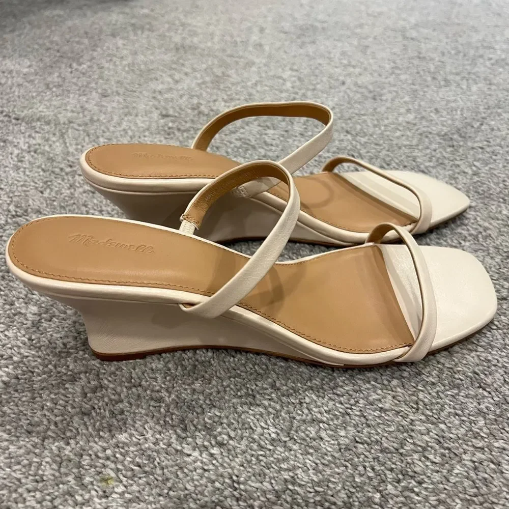 Madewell Cream Strappy Wedge Sandals
